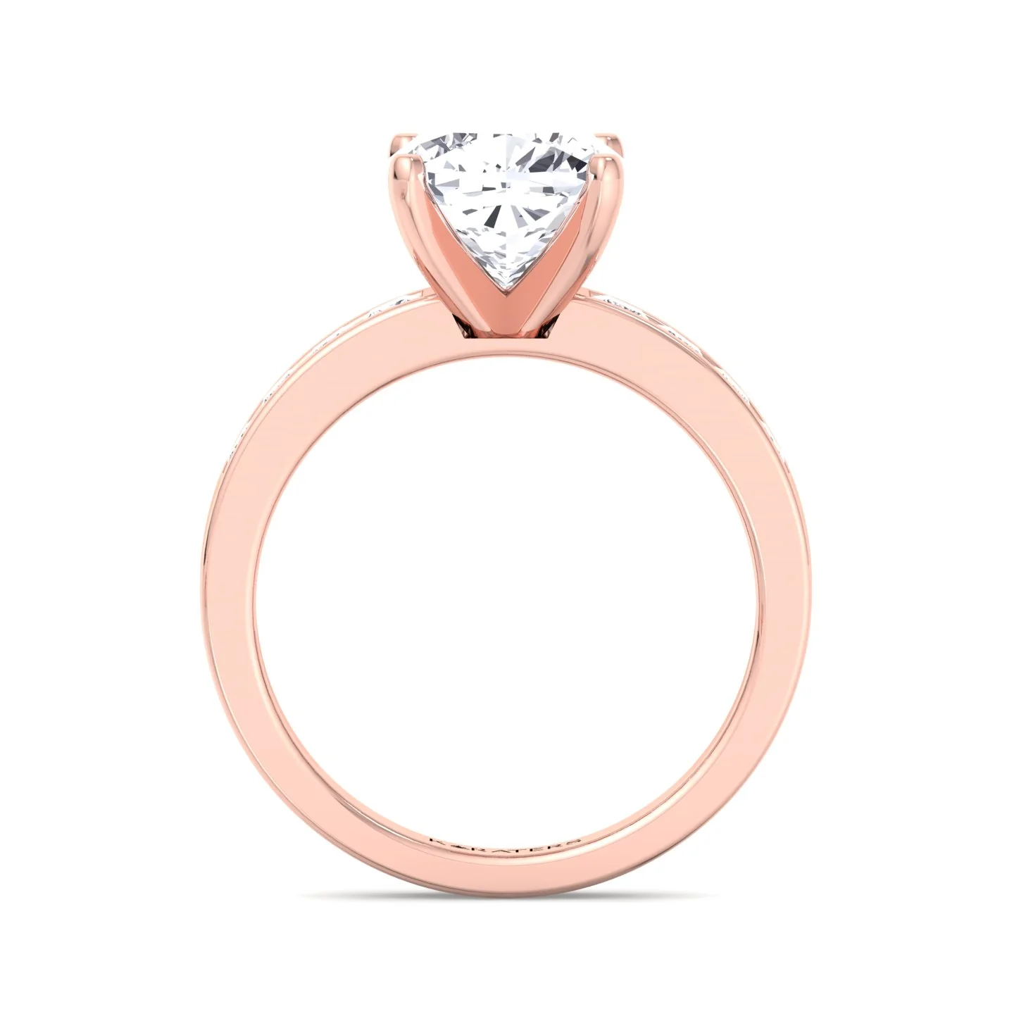 Cushion Cut Lab Grown Diamond Engagement Ring With Princess Cut SideStones - Image 12