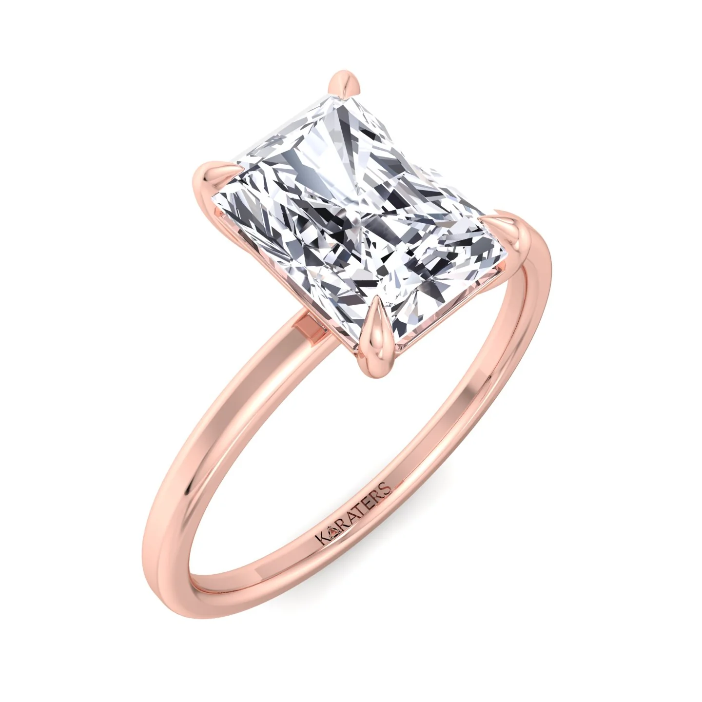 Radiant Cut Solitaire Lab Grown Diamond Claw Prong Engagement Ring - Image 12