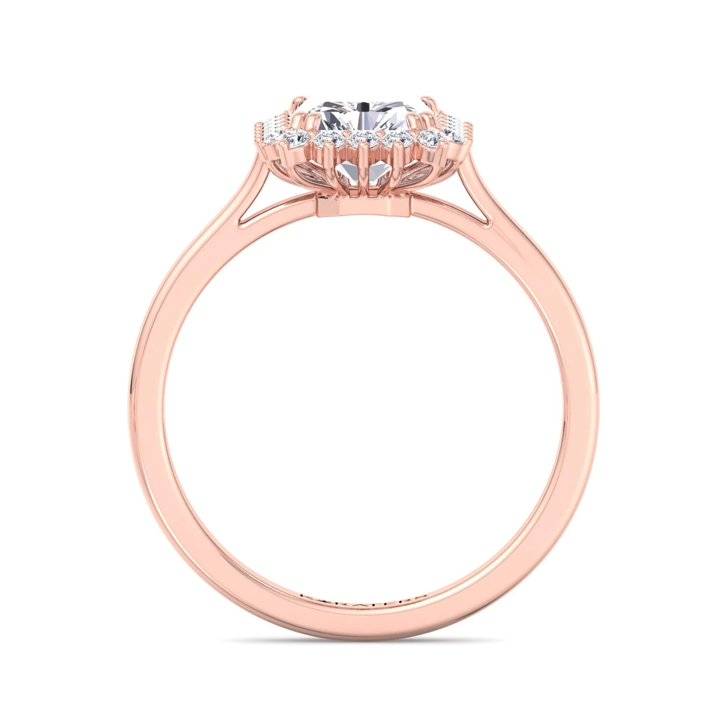 Radiant Cut Solitaire Halo Lab Grown Diamond Engagement Ring - Image 12