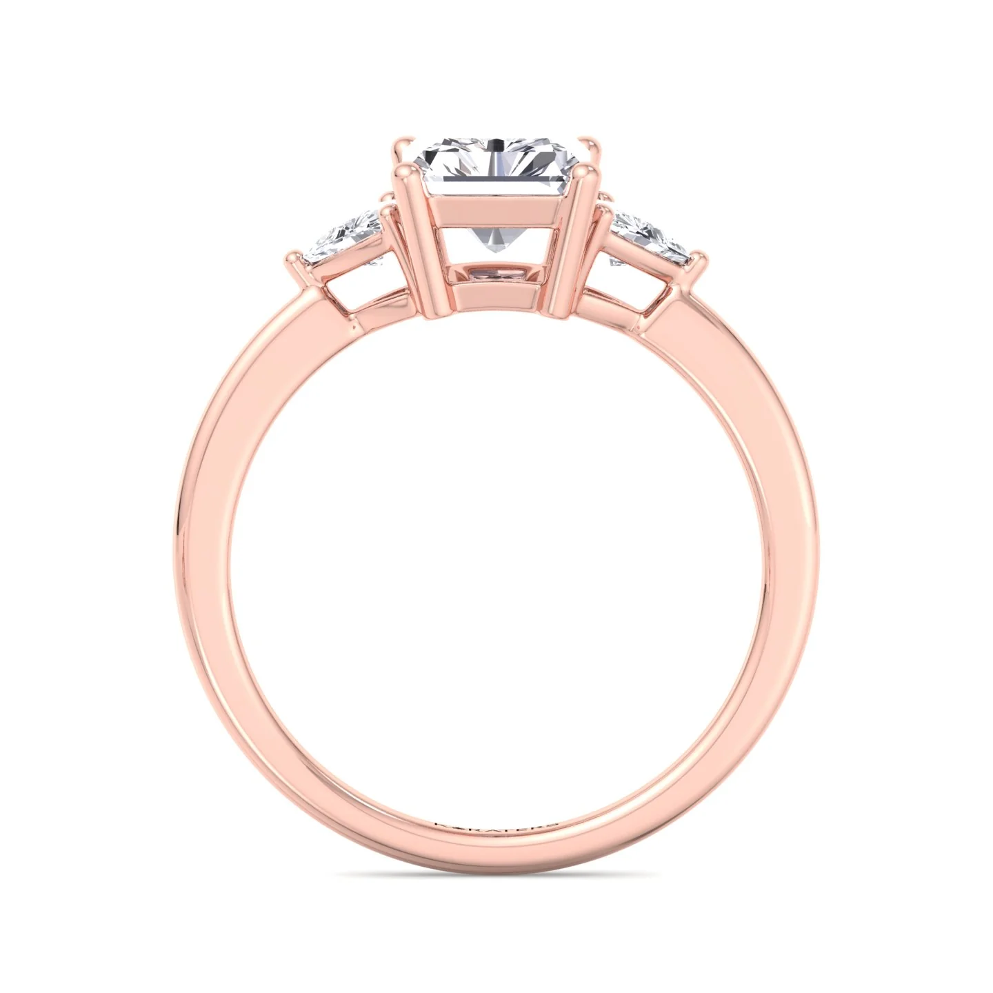 Radiant Cut Solitaire Lab Grown Diamond Engagement Ring with Trillion Sidestones - Image 12