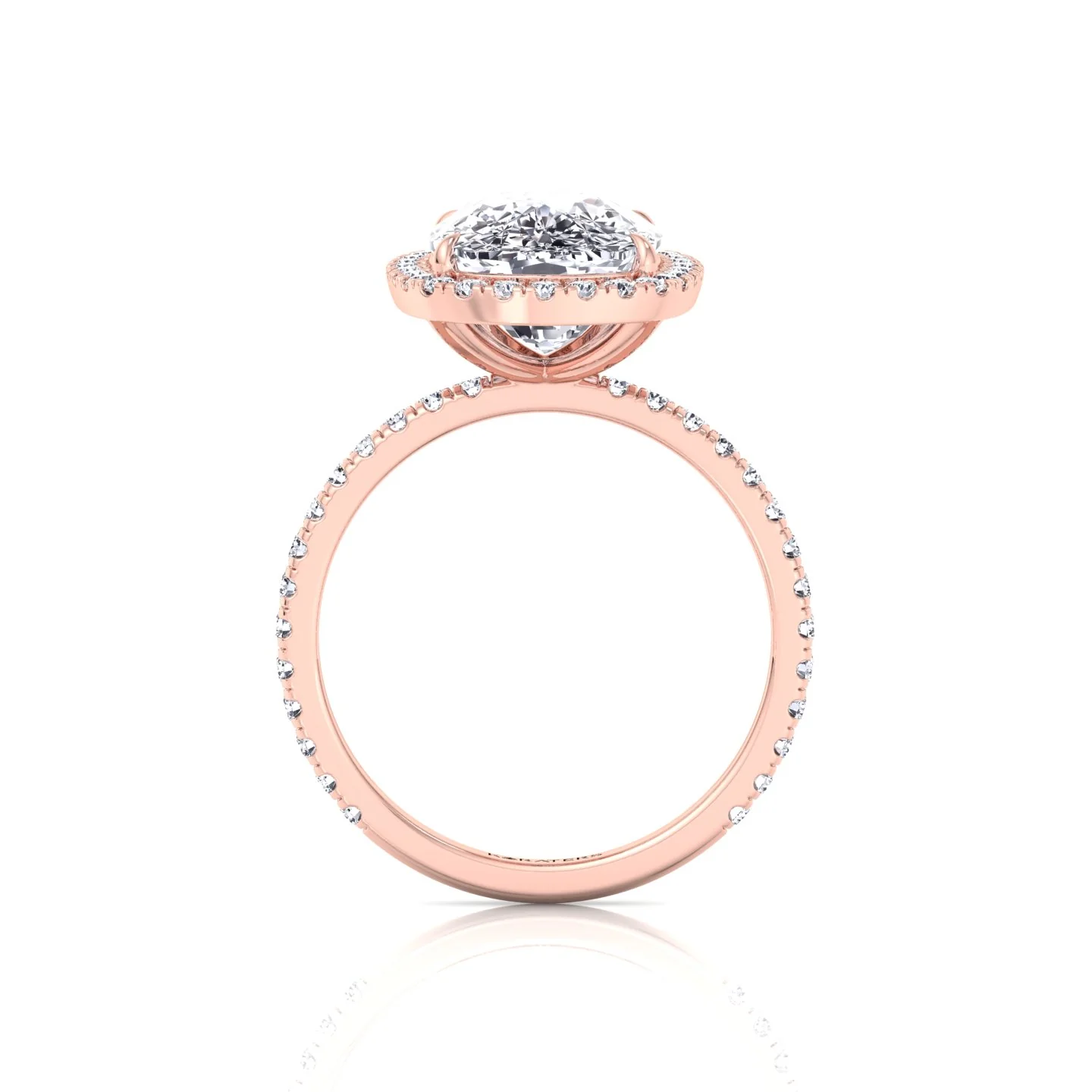 Elongated Cushion Shape Lab Grown Diamond Halo Engagement Ring with Round Sidestones - Image 18