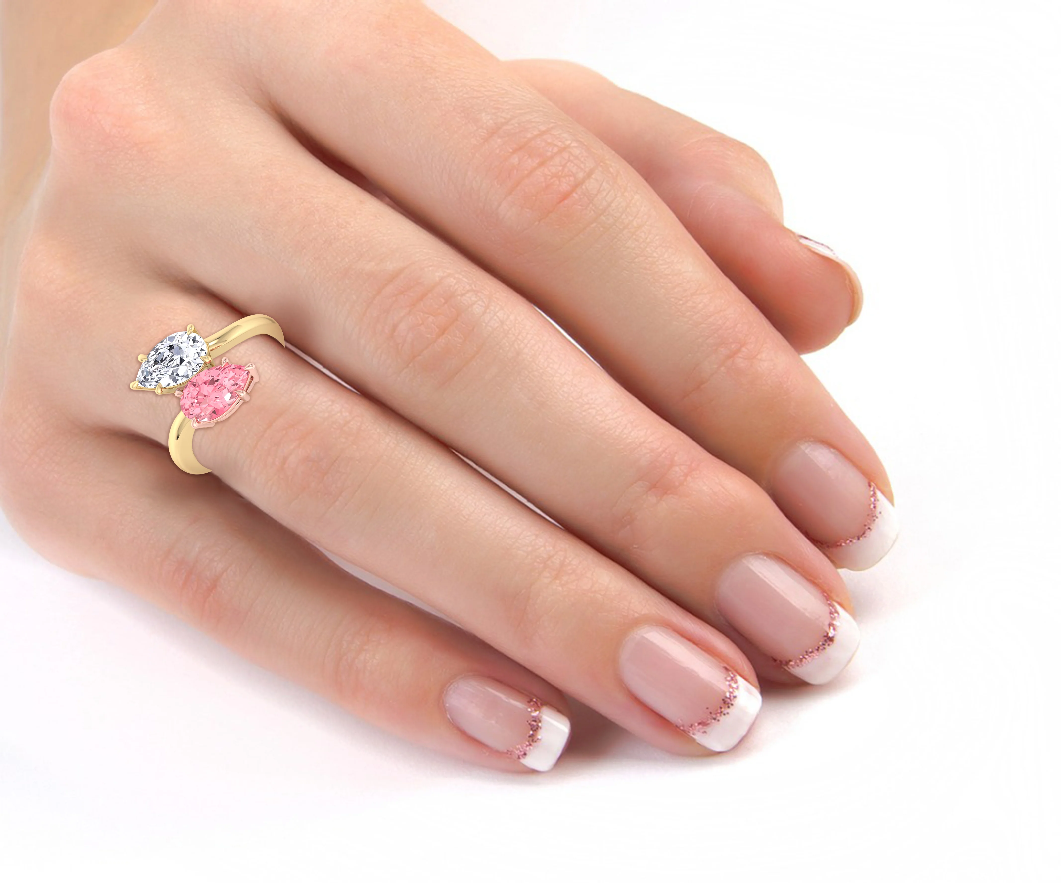 Pear Shape Bypass Ring in Fancy Pink Lab Grown Diamond - Image 7