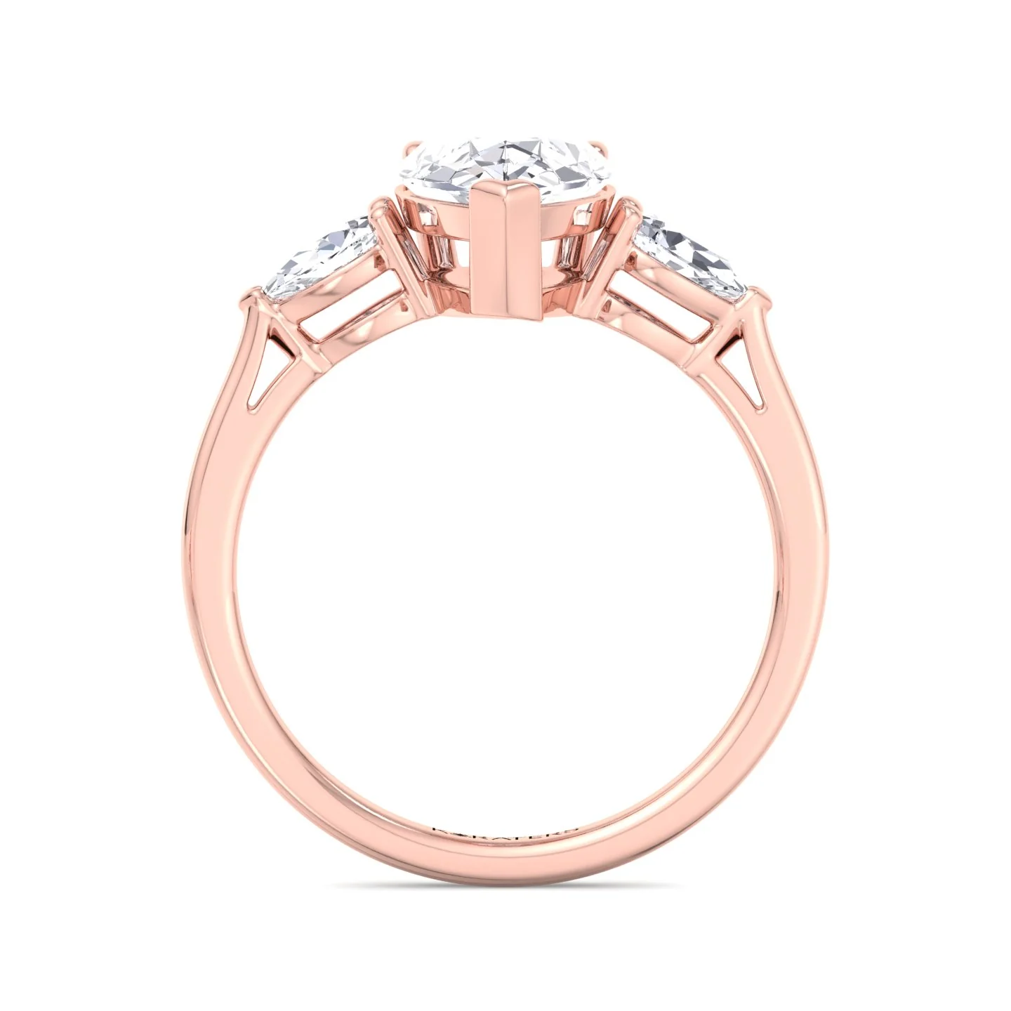 Pear Shaped Cut Lab Grown Diamond Solitaire Engagement Ring With Pear SideStones - Image 11