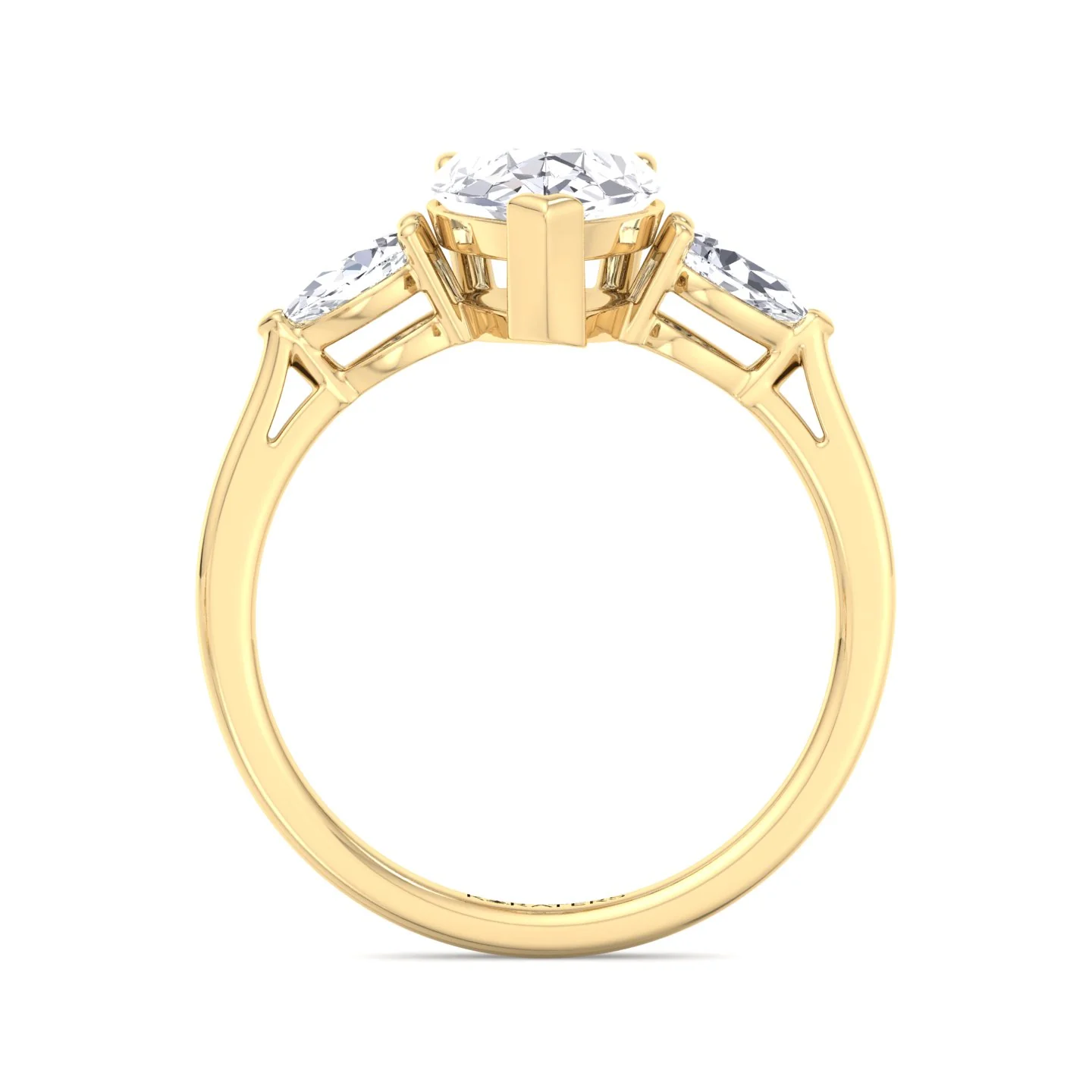 Pear Shaped Cut Lab Grown Diamond Solitaire Engagement Ring With Pear SideStones - Image 8