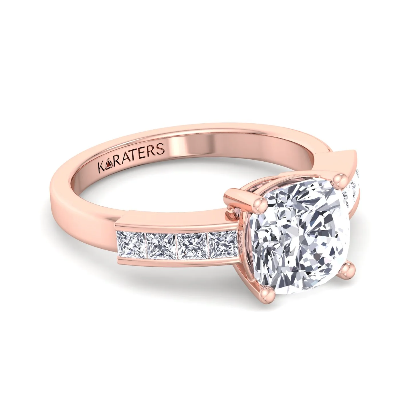 Cushion Cut Lab Grown Diamond Engagement Ring With Channel Band - Image 11