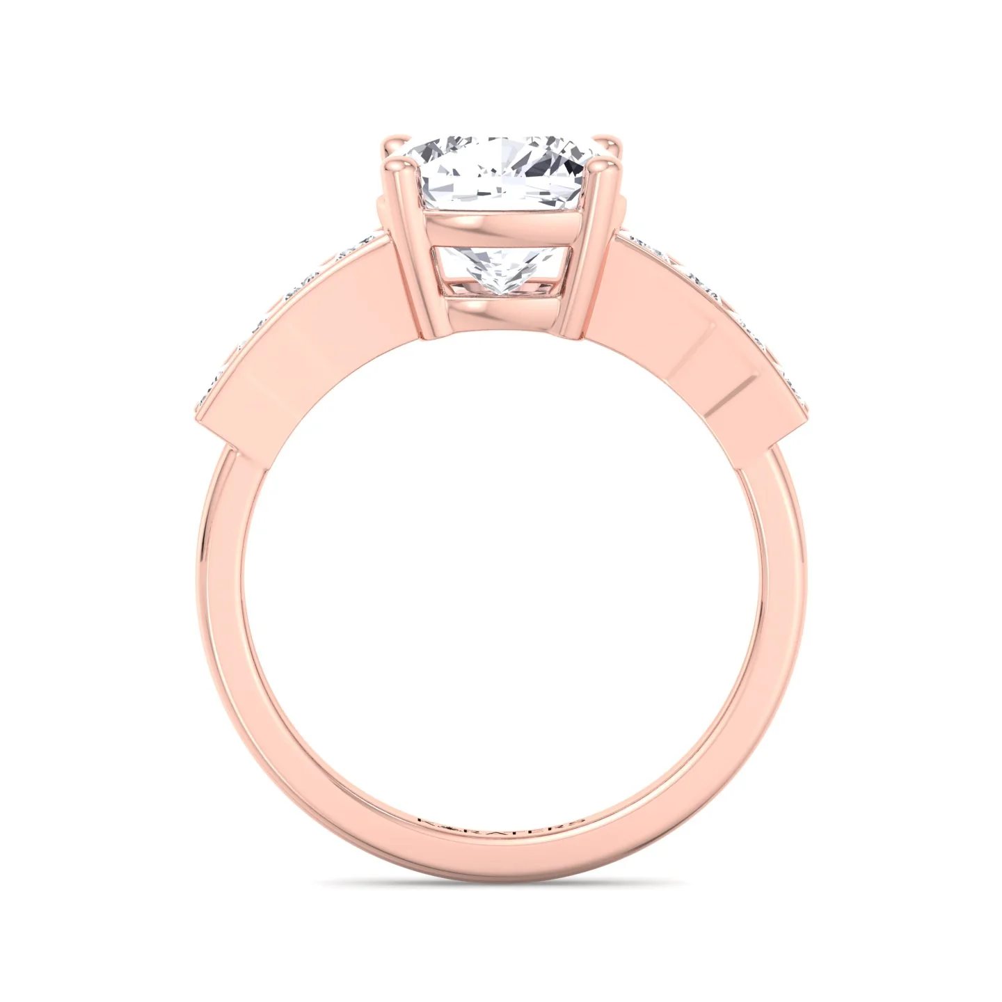 Cushion Cut Lab Grown Diamond Engagement Ring With Channel Band - Image 12