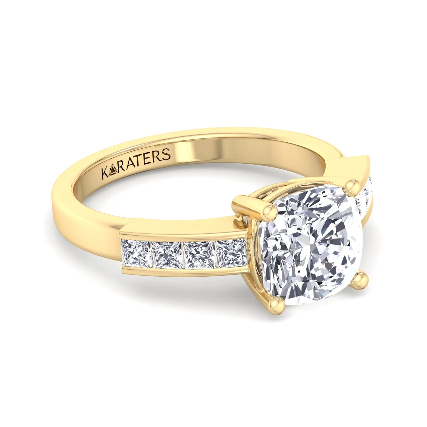 Cushion Cut Lab Grown Diamond Engagement Ring With Channel Band - Image 7