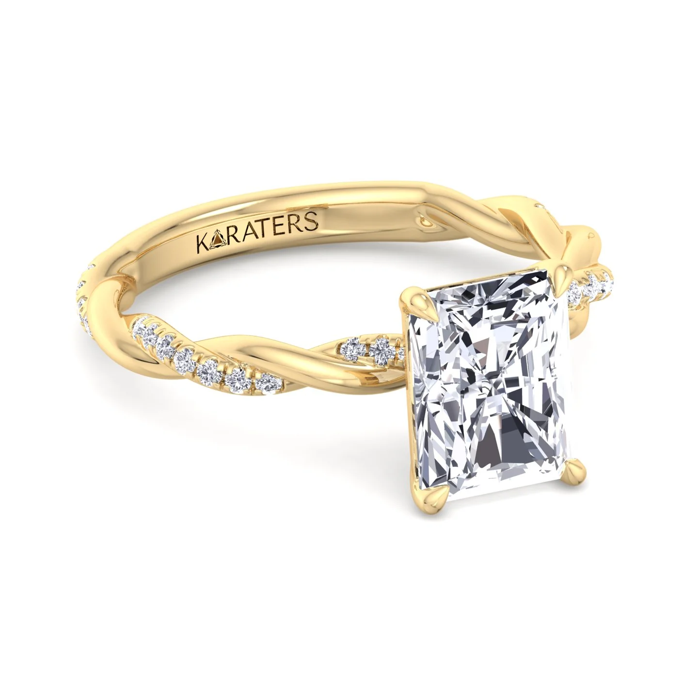 Radiant Cut Lab Grown Diamond Engagement Ring With Twist Band - Image 9