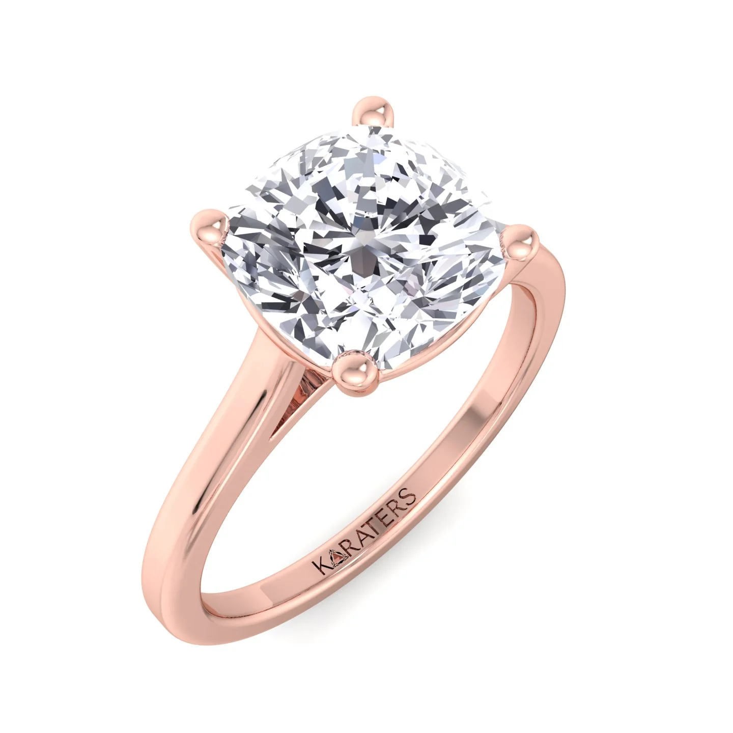 Cushion Cut Solitaire Lab Grown Diamond Engagement Ring - Image 12
