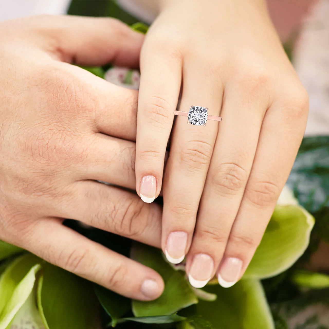 Cushion Cut Solitaire Lab Grown Diamond Engagement Ring - Image 9