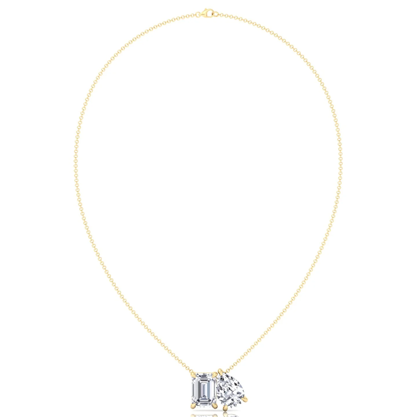 Toi Et Moi Emerald & Pear Shape Lab Grown Diamond Pendant - Image 11