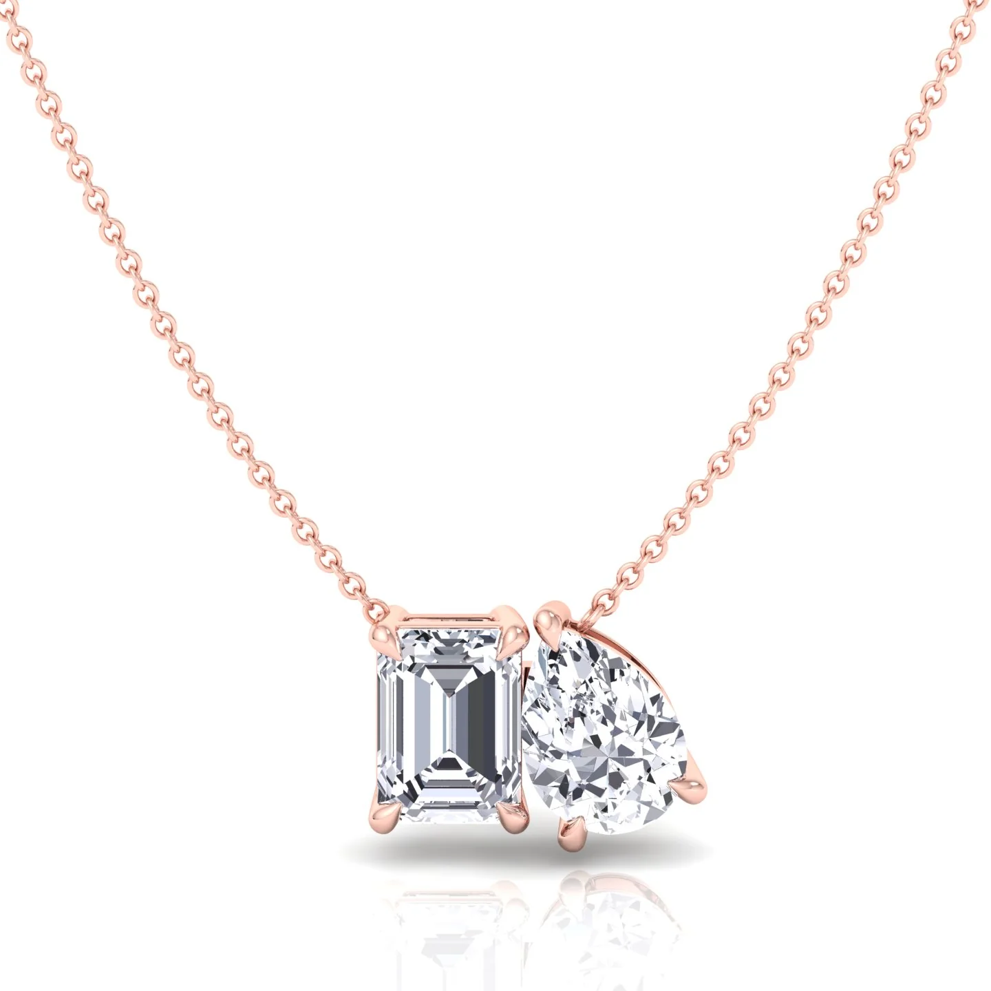 Toi Et Moi Emerald & Pear Shape Lab Grown Diamond Pendant - Image 12