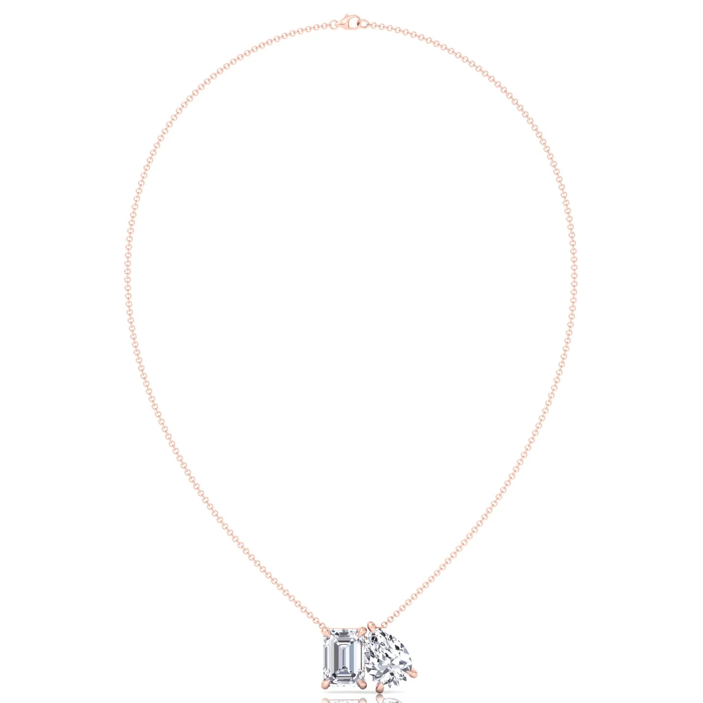 Toi Et Moi Emerald & Pear Shape Lab Grown Diamond Pendant - Image 15