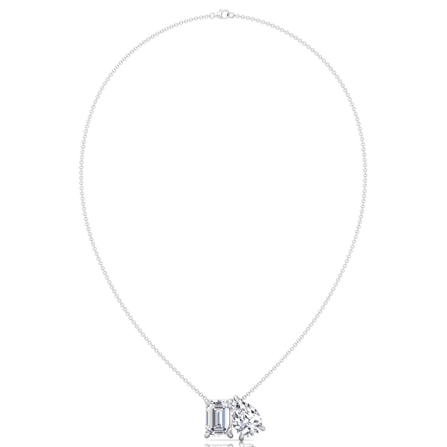 Toi Et Moi Emerald & Pear Shape Lab Grown Diamond Pendant - Image 7