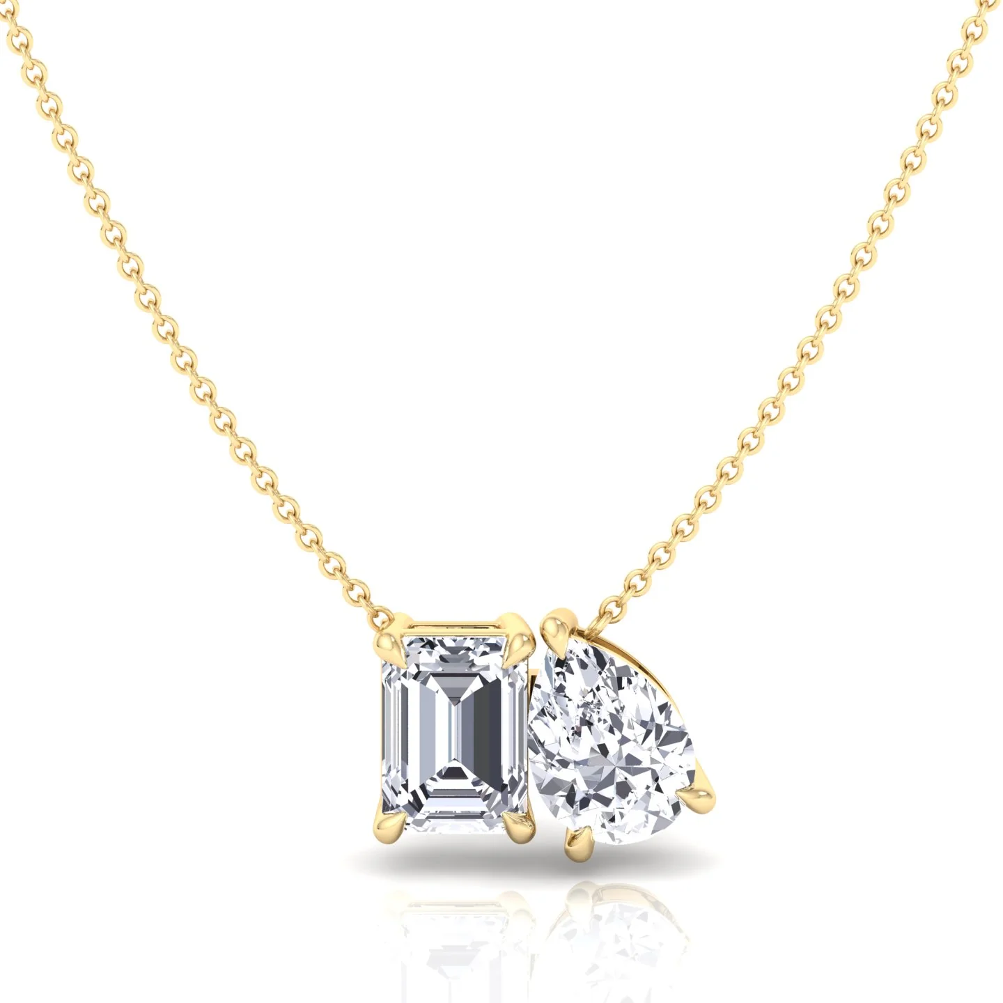 Toi Et Moi Emerald & Pear Shape Lab Grown Diamond Pendant - Image 8