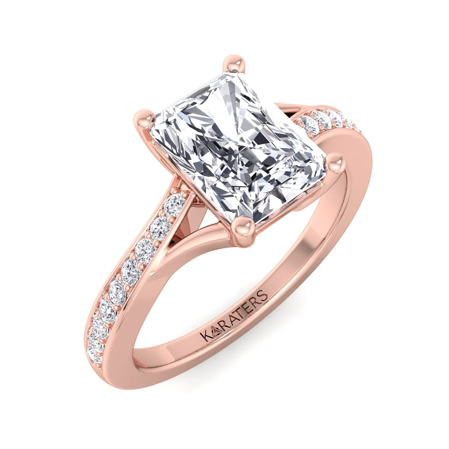 Radiant Cut Lab Grown Diamond Engagement Ring with Sidestones - Image 10
