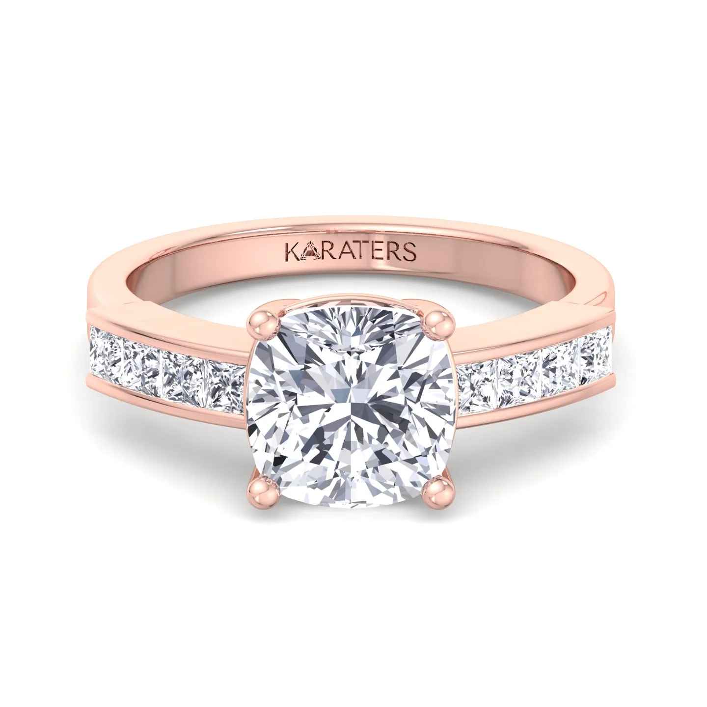 Cushion Cut Lab Grown Diamond Engagement Ring with SideStones - Image 10