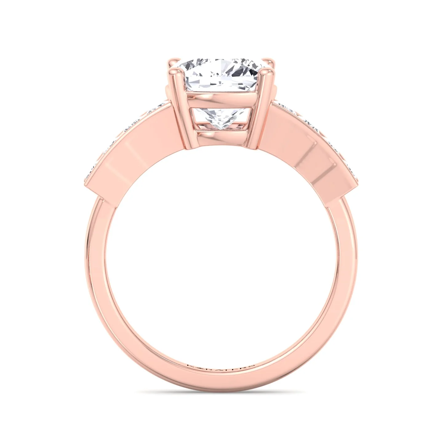 Cushion Cut Lab Grown Diamond Engagement Ring with SideStones - Image 11