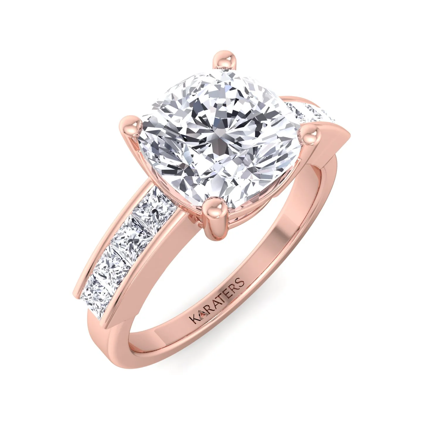 Cushion Cut Lab Grown Diamond Engagement Ring with SideStones - Image 9